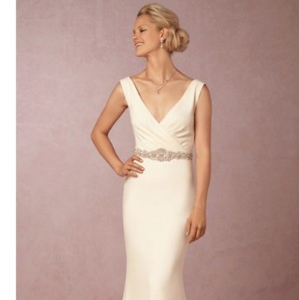 BHLDN Creme Crepe Livia Wedding dress/gown SZ 4